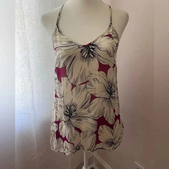 Ramy Brook Silk White and Pink Floral V Neck Camisole Women Size Small - Picture 1 of 6